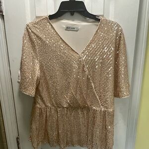 Grace Karin Women’s Sequin Champagne Top Size XL